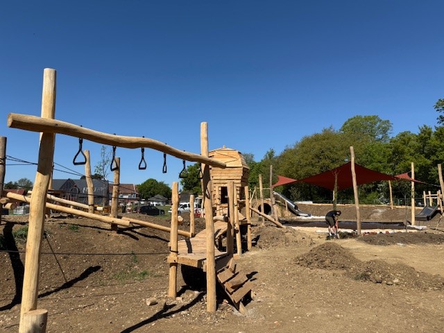 An image of the new play area in construction.